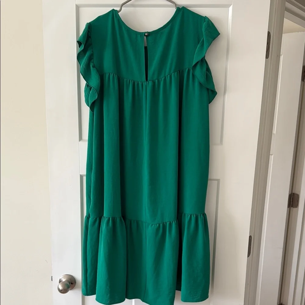 NWOT Green Ruffled Dress - Picture 3 of 3